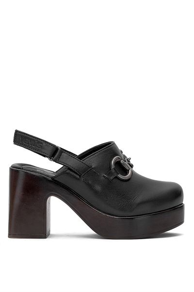 Venüs 2217007 Sandale cu toc Y din piele naturală pentru femei, negre