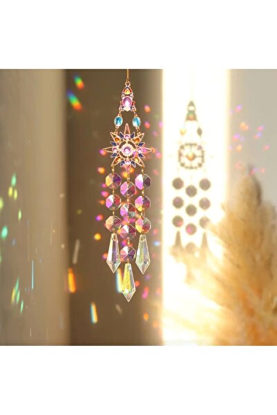 Home Dekoratif hediyelik gökkuşağı prizma yansımalı kristal rüzgar çanı güneş kapanı güneş yakalayıcı