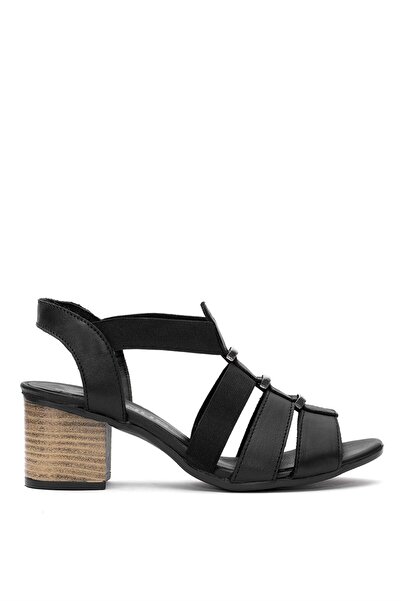 Venüs 1857227 Sandale cu toc Y din piele naturală pentru femei, negre