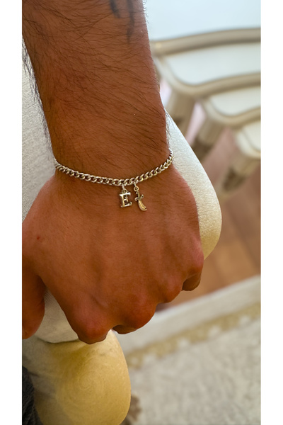 anadolusilver Oynar Harfli, Zülfikarlı, Gurmet Zincir Bileklik 3,6 Mm - Italy...