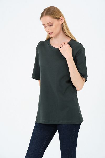Rich Women's Crew Neck Short Sleeve Basic T-Shirt - Interlock Fabric