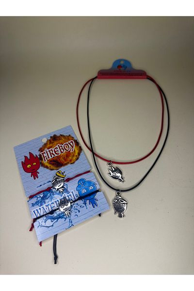 Mutenaura Fire and Water Necklace Bracelet Lover&Friend Set