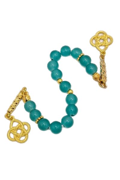 Han Ticarethane Turquoise Color 15 Grain Glass Zaza Rosary