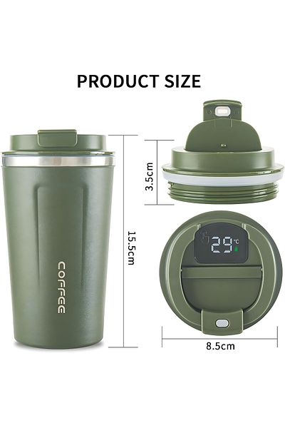 Other Insulated Coffee Mug 510ml, Leakproof Lid & Temp Indicator – Green