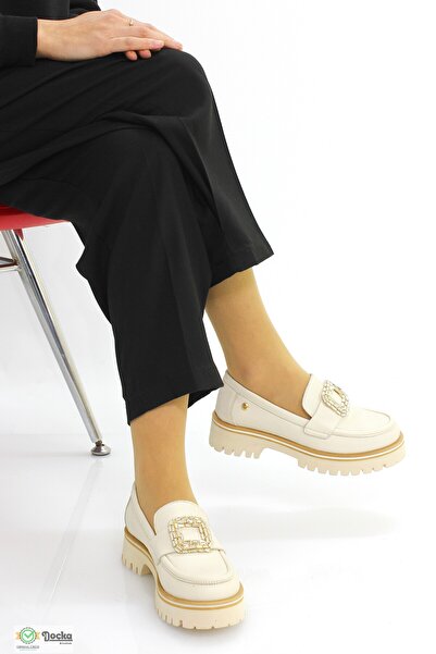 Mammamia Kadın Günlük Loafer Hakiki Deri Bağsız Ortopedik Ayakkabı M26YA3855