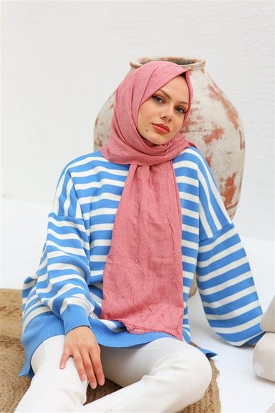 Melodi Scarf Bamboo Kraş Shawl Pink