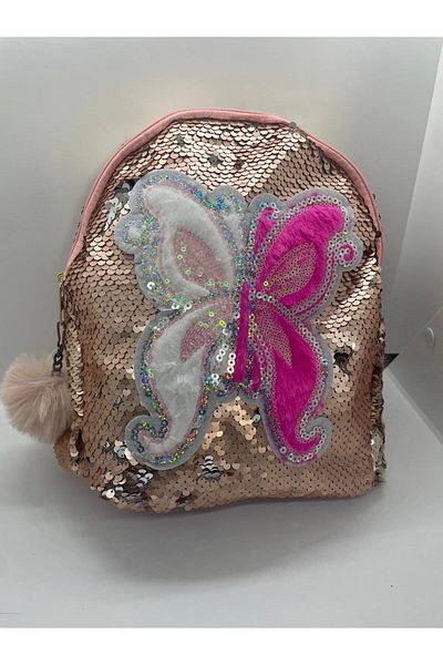 ALFA AKSESUAR 03 Sequin Butterfly Patterned Girl's Bag
