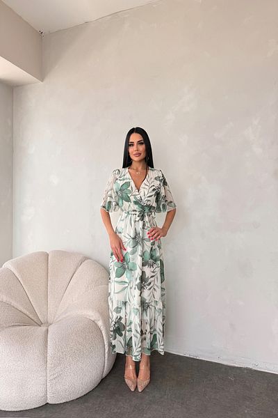 LİLA İSTANBUL Rochie de vară cu guler dublu cu imprimeu floral