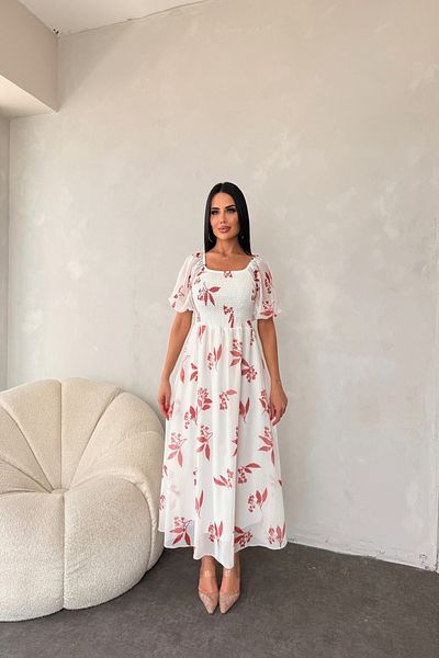 LİLA İSTANBUL Rochie de vară cu guler pătrat cu imprimeu floral