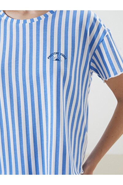 LC Waikiki Lcw Young Crew Neck Striped Women's Shorts Pajama Set