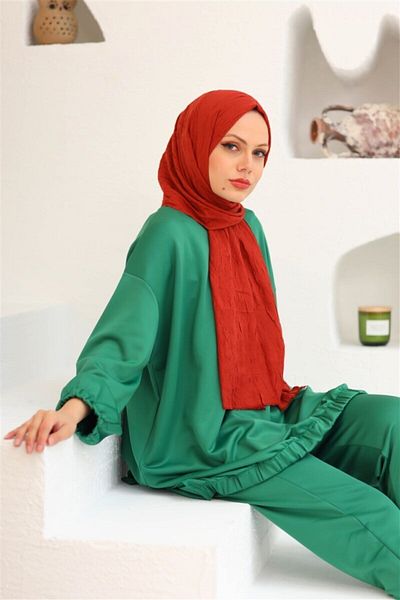 Melodi Scarf Σάλι Kraş από μπαμπού χρώματος τούβλου