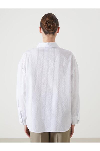 LC Waikiki LCW Vision  Çizgili Oversize Kadın Gömlek