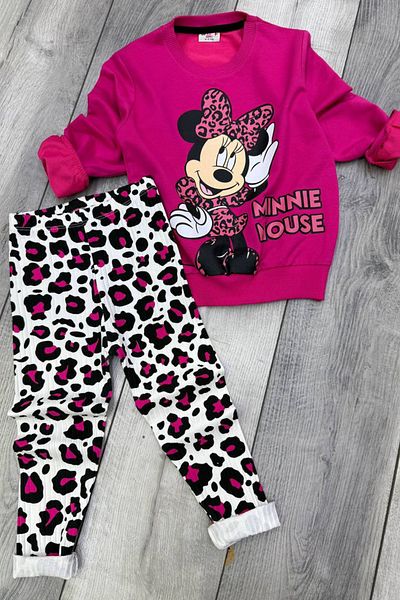 Minnie Mouse طقم طماق فوشيا مطبوع عليه 2 خيط ميني ماوس