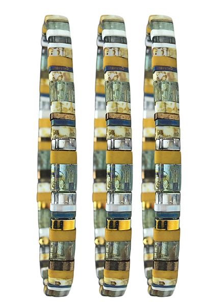 NAZLI TAKILAR Amber Sparkle Women's Tila Stone Handmade Bracelet - Minimalist Jewelry