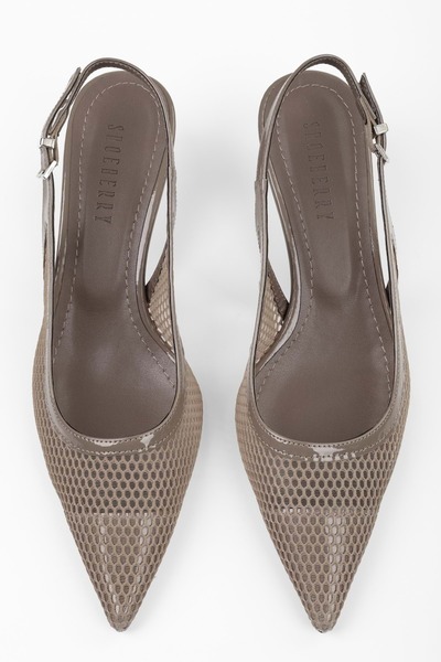 Shoeberry Women's Crush Mink Mesh Detailed Stiletto