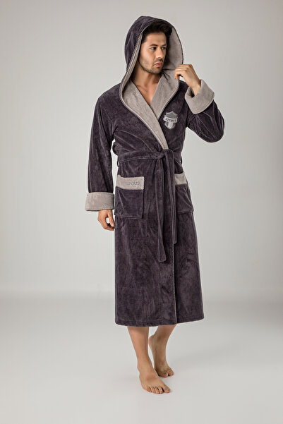 Nuşa SPORTS Nakışlı İçi Havlulu Bambu Pamuk Bornoz