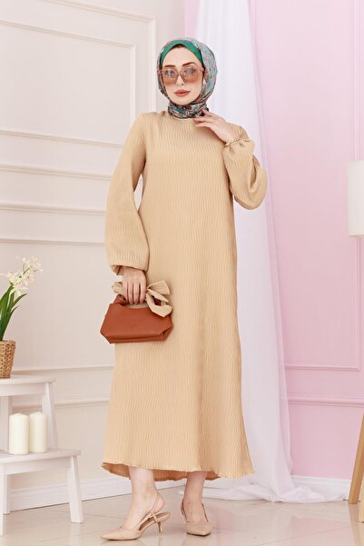 Sevitli Φόρεμα Luna Hijab με Ζώνη στη μέση-Μπεζ