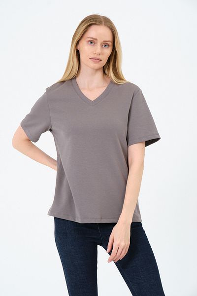 Rich Women's V-Neck Short T-Shirt - Interlock Fabric