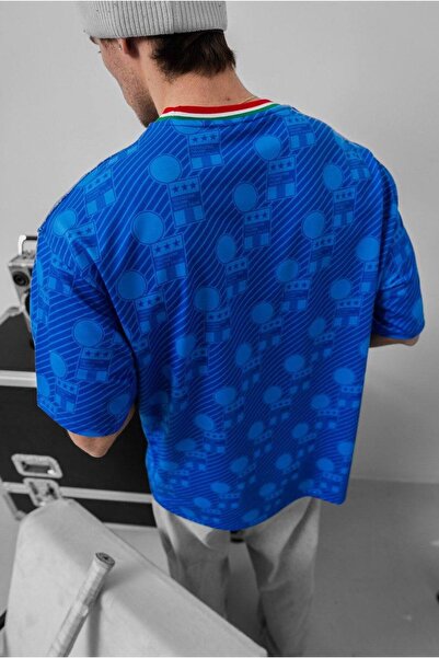 İLKCET MODA Футболка з вишивкою Italia Unisex Unisex Oversize