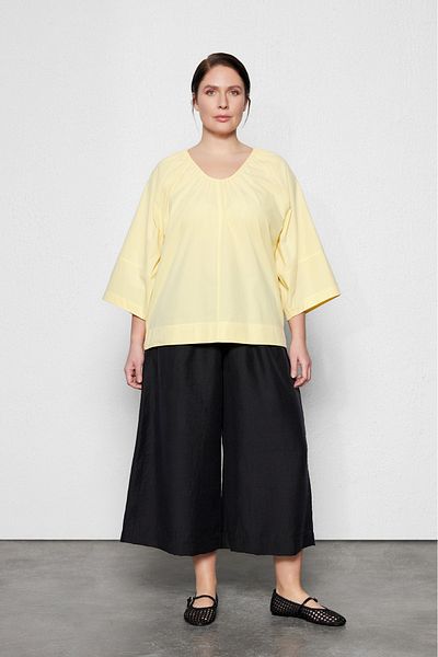 LUOKK Large Size Flat Yellow Poplin Blouse