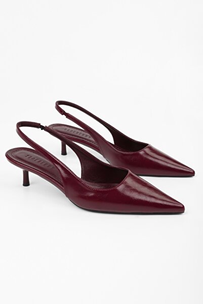 Shoeberry Women's Kate Burgundy Skin Stiletto