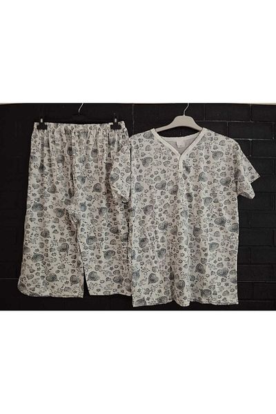 anne moda ankara Καλοκαιρινό, Λεπτό, Βαμβακερό, Κοντό μανίκι, Κάπρι, ΜΕΓΑΛΟ ΜΕΓΕΘΟΣ, Σετ πιτζάμες