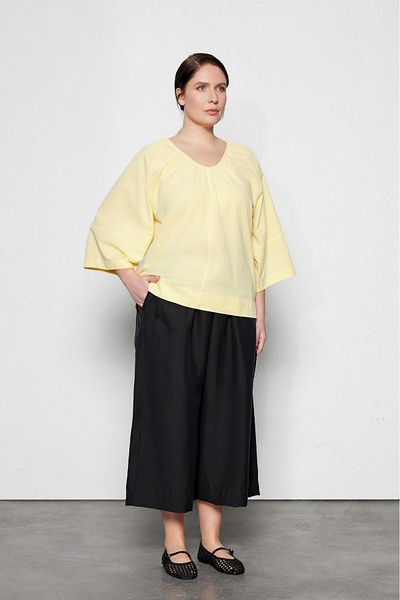 LUOKK Large Size Flat Yellow Poplin Blouse