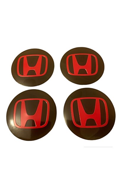 İKTUNING HONDA LOGO ALÜMİNYUM 4 ADET KIRMIZI SİYAH JANT GÖBEK LOGO