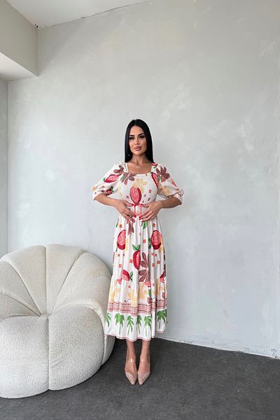 LİLA İSTANBUL Rochie de vară cu guler pătrat cu imprimeu floral