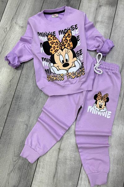 Minnie Mouse طقم بدلة رياضية ميني بطبعة أرجوانية مكونة من خيطين