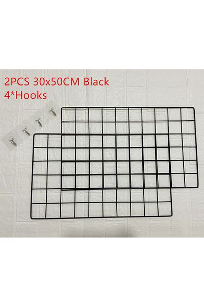Choice 2pcs 30x50 Black Set 2/1pcs Ins Home Wall Decoration Iron Grid Decor Frame Hanging Rack Wall Display