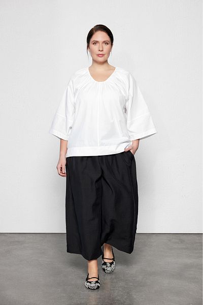 LUOKK Flat Plus Size Μπλούζα Ποπλίνα Λευκή