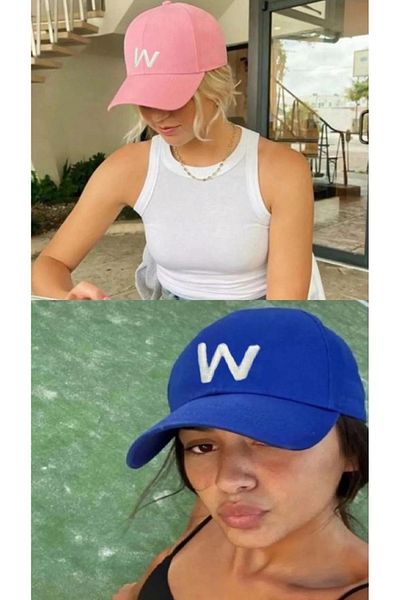 w white stars sports & wear Αθλητικό Καπέλο Unisex W Κεντημένο Velcro Ρυθμιζόμενο καπέλο σετ 2 τεμαχίων