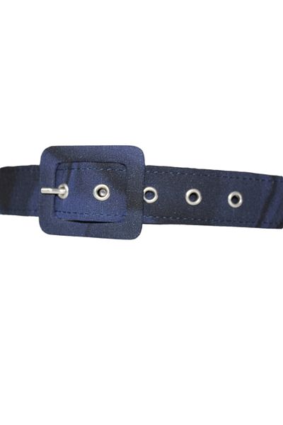 Fiore Viola Fabric Covered Belt - Navy Blue/Anthracite as Faux Leather and Stainless Metal