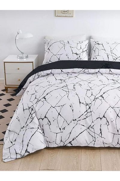 uykulife home collection UYKULIFE SET DE PIREDERE CU MODEL DE MARMURĂ ALBĂ (FĂRĂ Cearșaf)