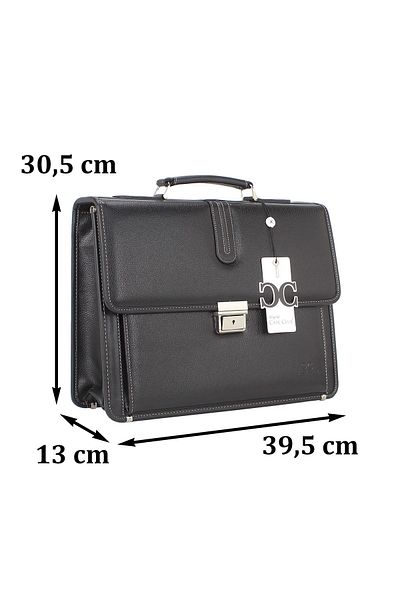 SYM SARAÇ Black Briefcase With Lock Mechanism A4 Paper Compatible Shoulder Strap