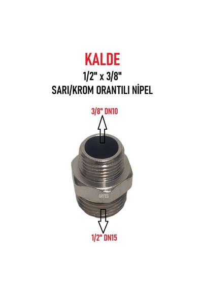 KALDE 1/2" x 3/8" Sarı/Krom Orantılı Nipel - Proportional Nipple