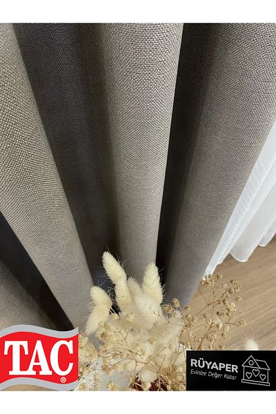 Taç Linen Blackout Curtain - Hotel Style Backdrop and Dense Pleat Single Wing