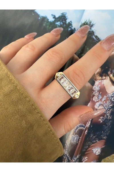 Pinery Jewels سلسلة VIP - خاتم نسائي من حجر الرغيف الفرنسي الكبير مع قاعدة قابلة للتعديل