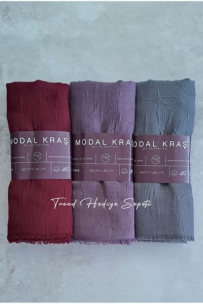 Trend Hediye Sepeti Σετ σάλι Bamboo Cashew 3 τεμαχίων Cherry, Lilac, Dark Grey