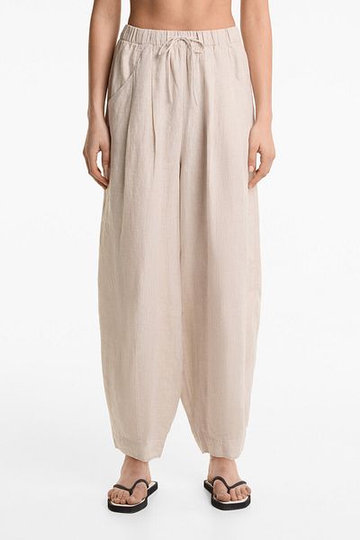 Oysho 100% linen balloon trousers