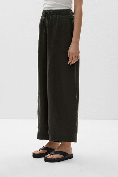 Oysho 100% Linen Barrel Trousers