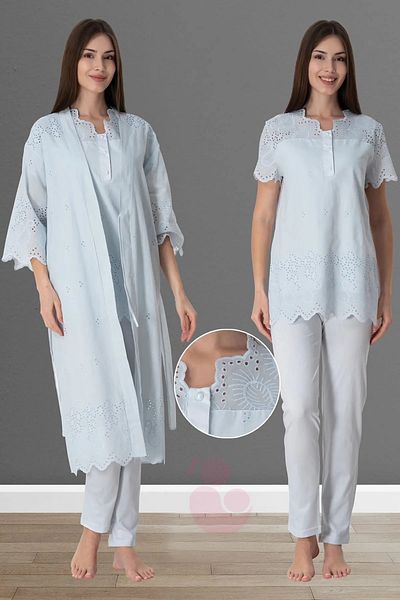 by İGP Scalloped Maternity Pajama Set with Dressing Gown