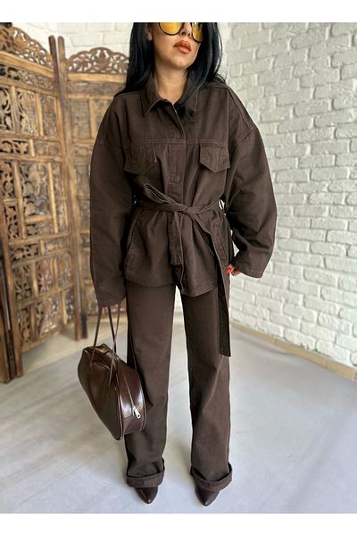 moneta boutique طقم GabiRDin Denim: سترة وبنطلون للنساء