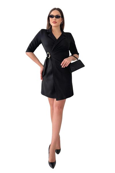 Moda Amore Women's Business & Evening Dress - Half Sleeve Jacket Detail Gold Buckle