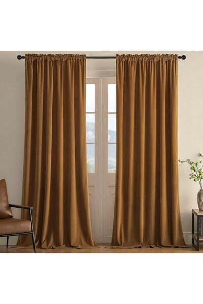 DECO Camel Blackout Karartma Fon Perde Güneşlik Pilesiz Extraforlu Düz Dikim