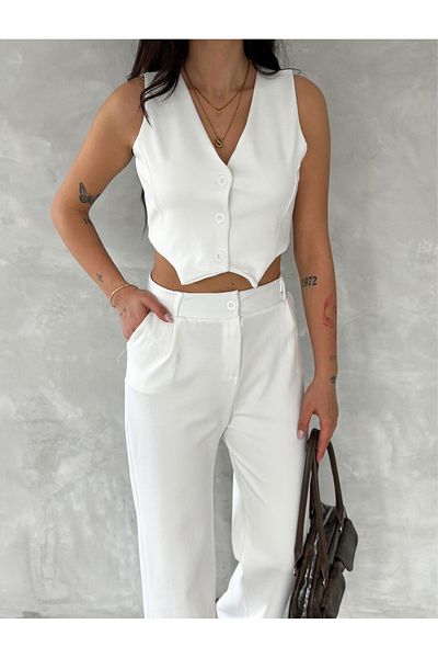 sportiness Crepe Vest and Trousers Set