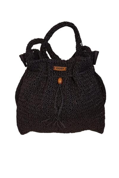 TooHot Ženska crna slamnata ručno pletena traka od užeta Postavljeno unutar T...