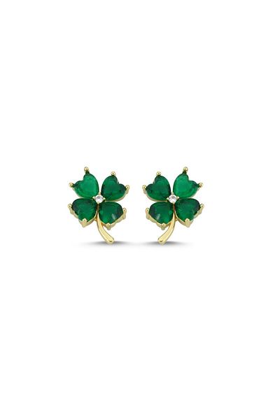 CHARMLUCKY STEEL GREEN CLOVER EARRINGS