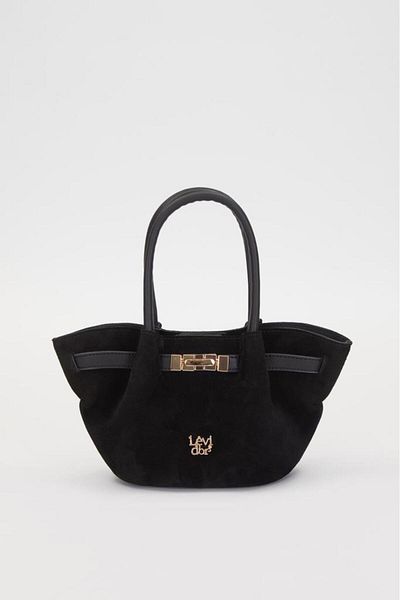 Levidor Black Belted Suede Handbag